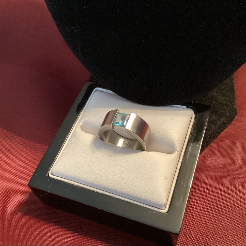 Teno Light Blue Stone Stainless Steel Ring